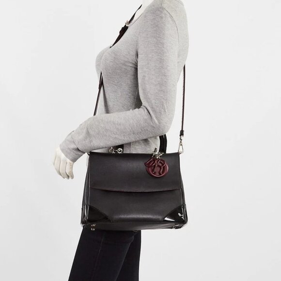 Christian Dior Black Calfskin/Patent Leather Be Dior Small Flap Bag 845-050725 - Picture 12 of 12